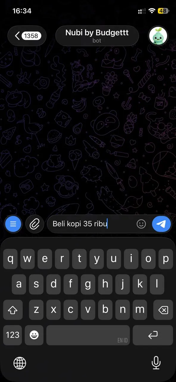 Contoh chat mencatat transaksi makan siang
