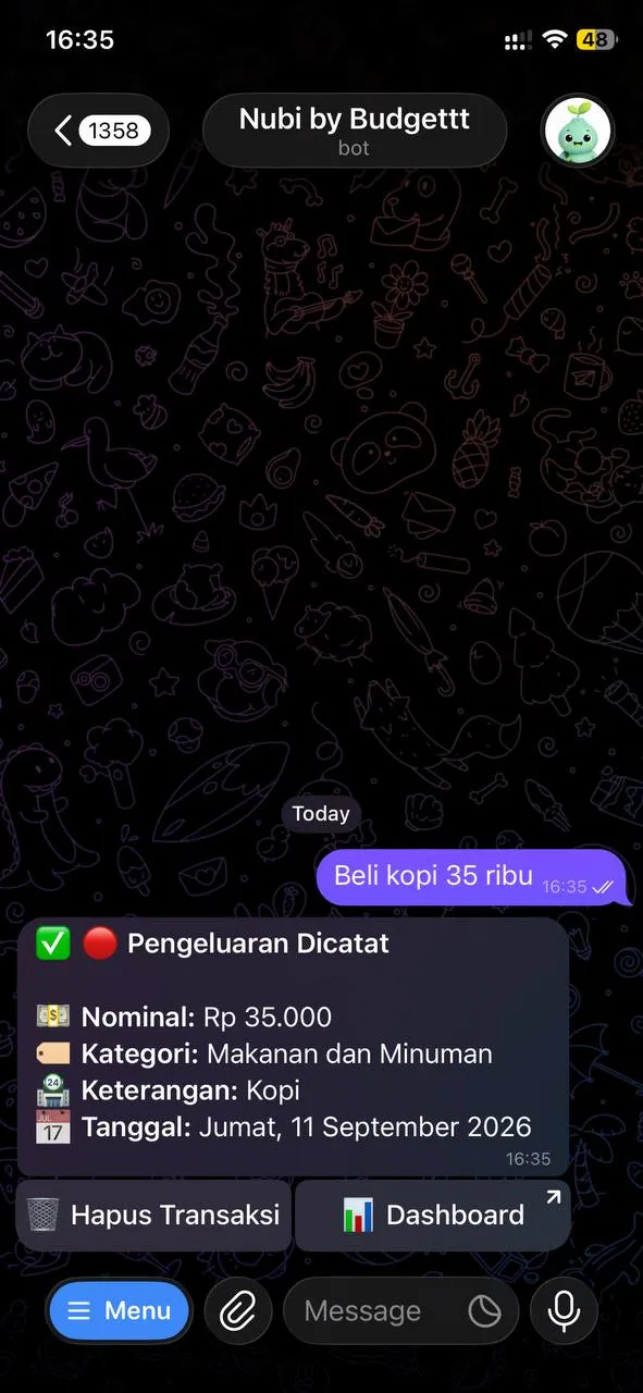 Nubi merapikan transaksi untuk direview
